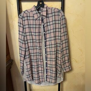 Johnny Was Pink and Navy Plaid Button-Down ShirtSize XS